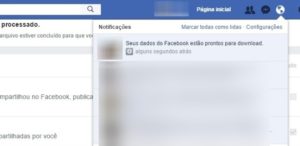 Ao finalizar, o Facebook envia uma mensagem para que você possa baixar os arquivos.