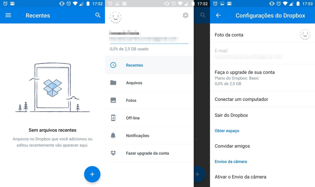 Como salvar as fotos no Dropbox