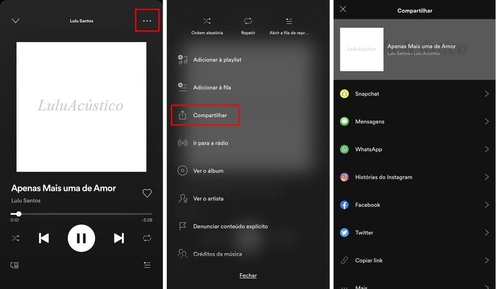 Compartilhar músicas spotify