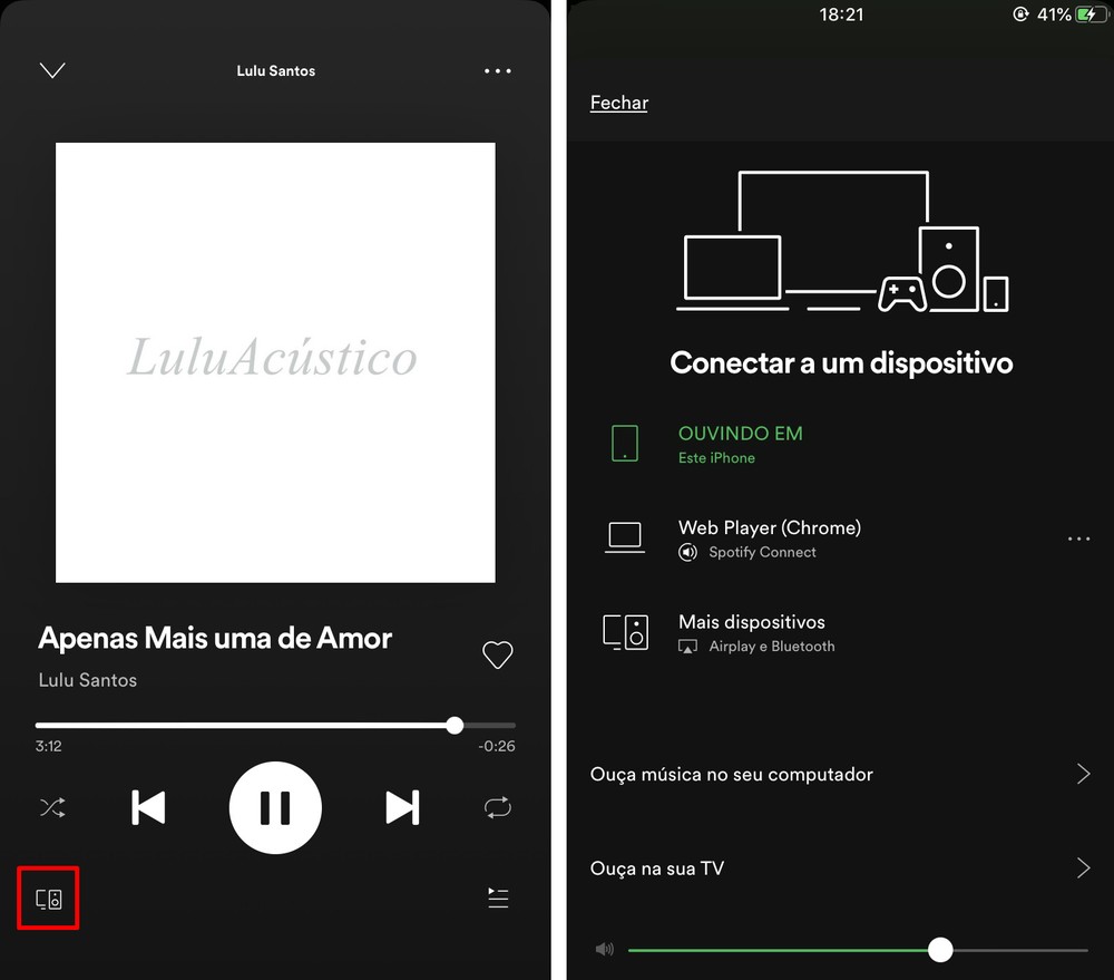 Alterar dispositivo spotify