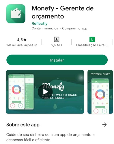Printscreen do aplicativo Monefy em celular Android.