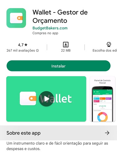 Printscreen do aplicativo Wallet em celular Android.