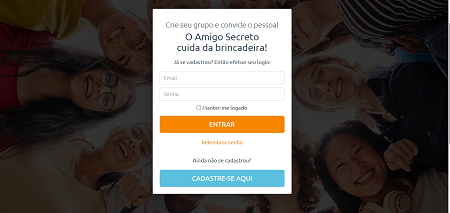 Print da tela inicial do site Amigo Secreto.