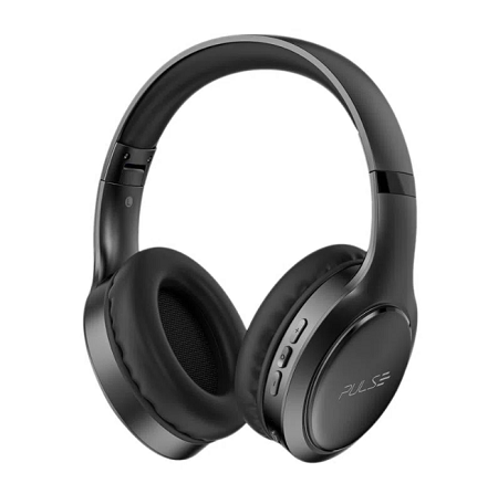 Imagem de um fone de ouvido Pulse Bass PH395 preto, em fundo branco.