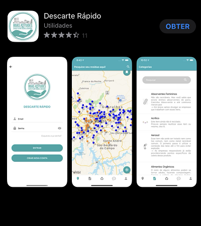 Printscreen da tela do aplicativo Descarte rápido na App Store