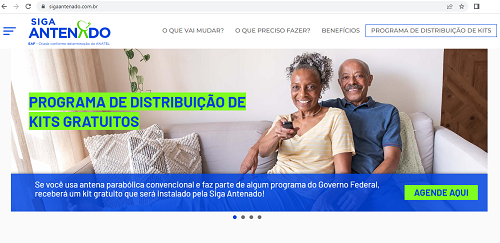 Printscreen da página inicial do site Siga Antenado