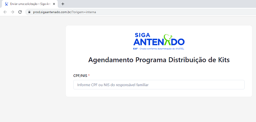Printscreen da página de agendamento do site Siga Antenado