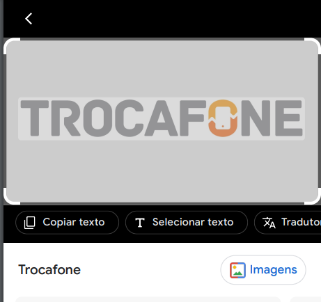 Printscreen da tela do Google Lens pelo Chrome do MacOS com buscas pela palavra Trocafone.