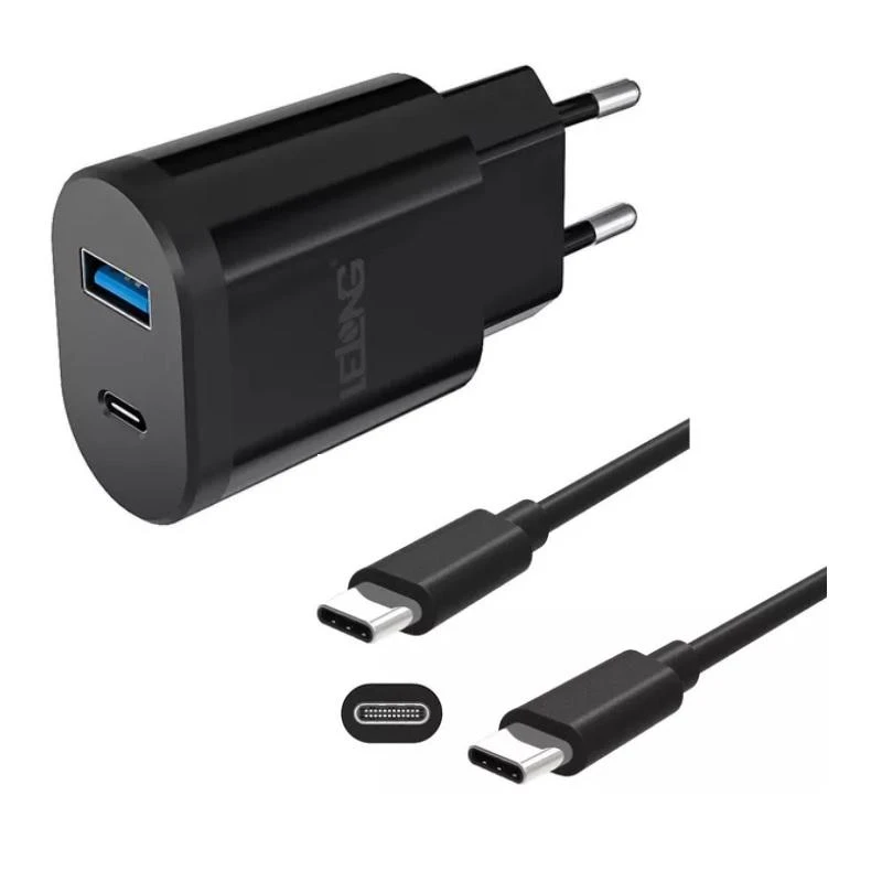 Carregador e adaptador para celular com tomada USB e portas Type-C e HDMI, ideal para conectar e carregar aparelhos. Múltiplas conexões em um único gadget